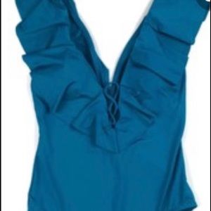 Jantzen Teal Ruffle Bathing Suit